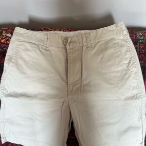 Men’s Stone-colored Flat Front Shorts, 4/pocket. Size 34